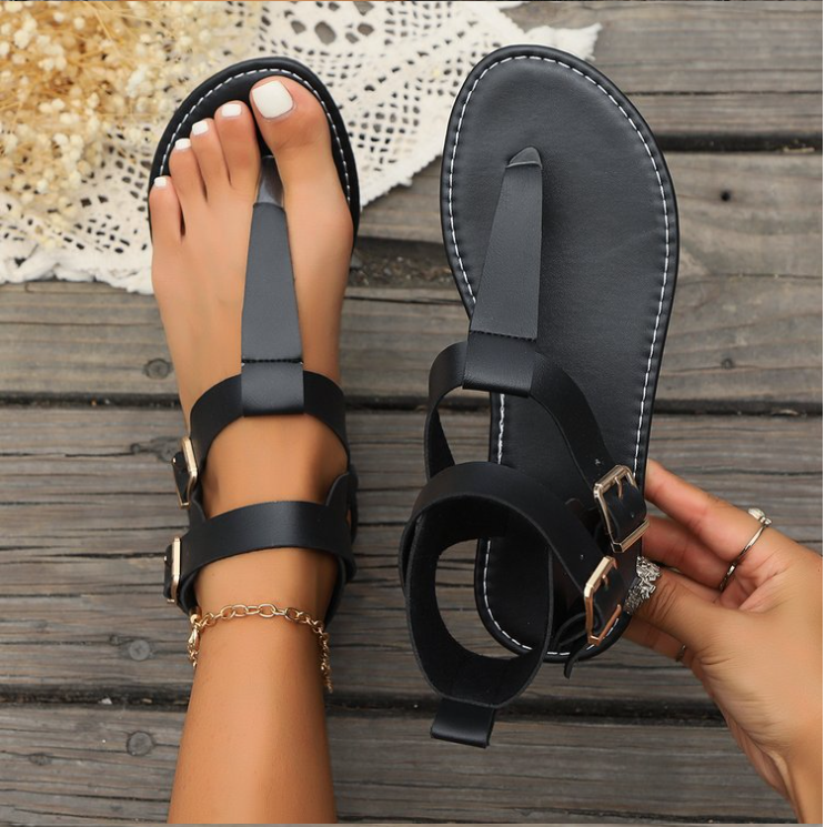 Summer Plain Pu Vacation Gladiator Sandals