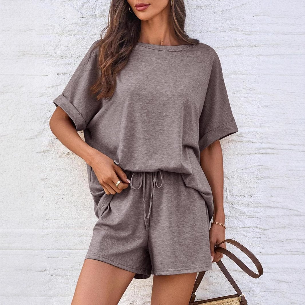 Women's Pocket Stitching Plain Daily Going Out Two-Piece Set Black Casual Summer Top With Pants Matching Set