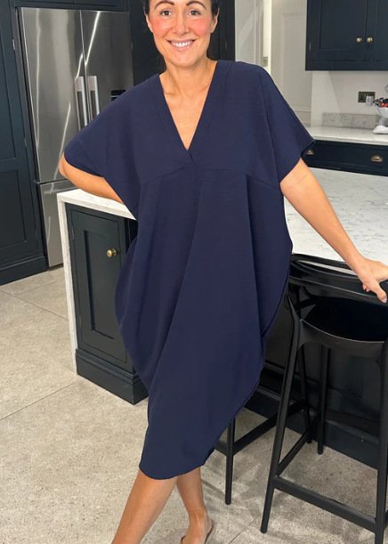 Women's Half Sleeve Summer Royal Blue Plain Slit V Neck Daily Going Out Casual Maxi A-Line Tank Dress