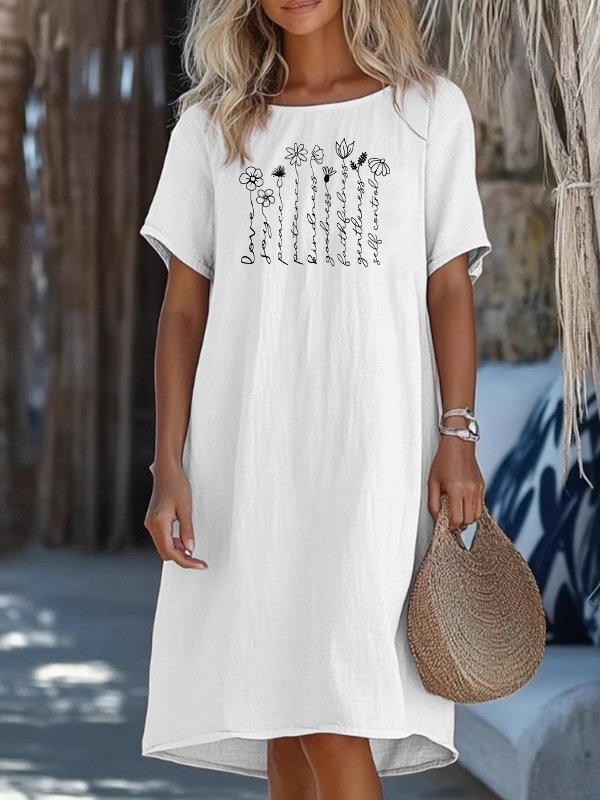 Casual Cotton Crew Neck Regular Fit Dress With No