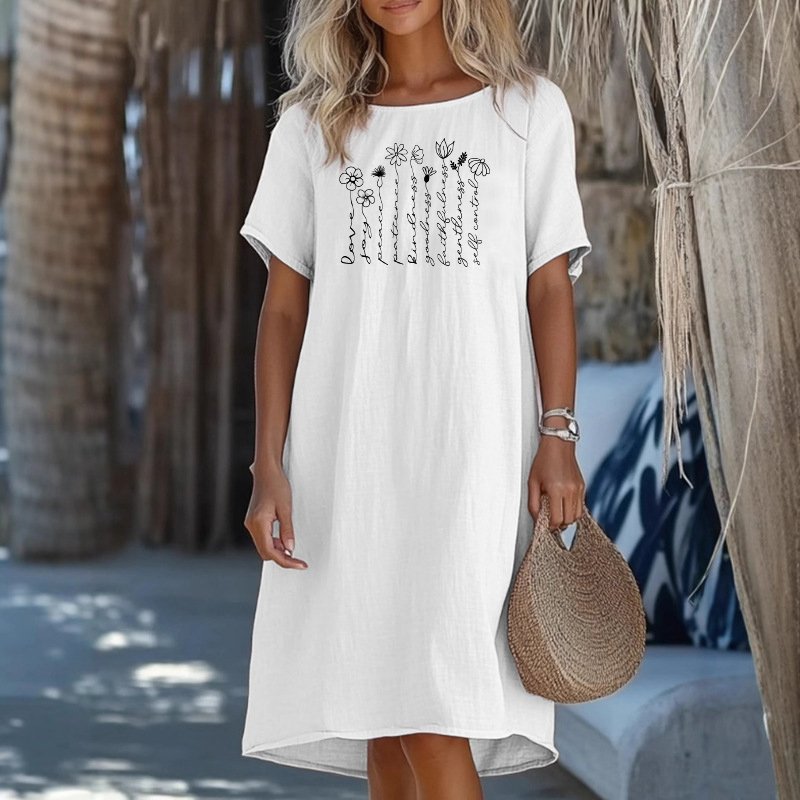 Casual Cotton Crew Neck Regular Fit Dress With No
