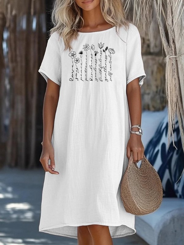 Casual Cotton Crew Neck Regular Fit Dress With No