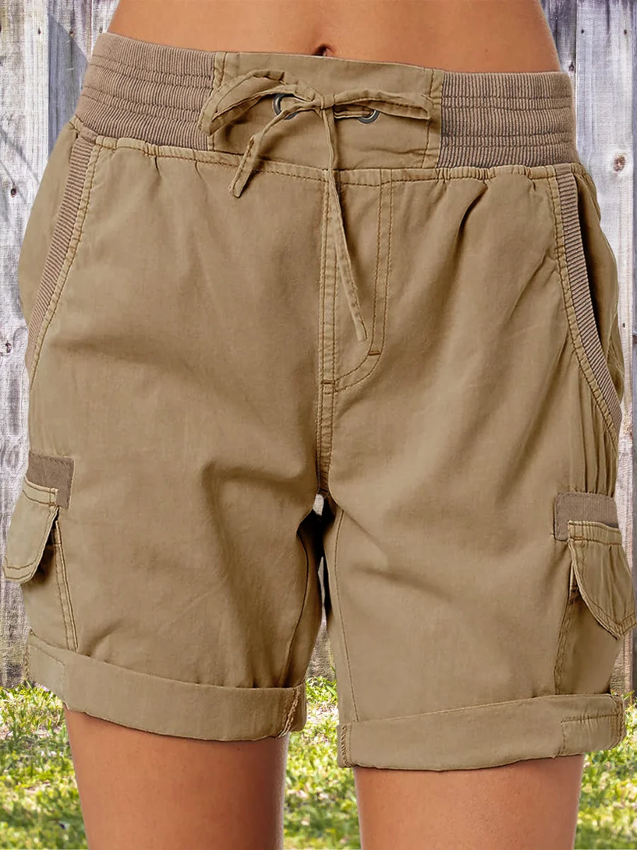 High Waist Women's Overalls Casual Pants Cotton And Linen Shorts Thin A-line Loose Wide-leg Shorts