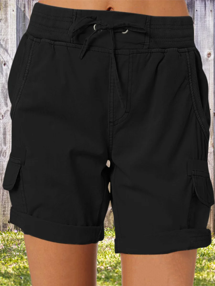 High Waist Women's Overalls Casual Pants Cotton And Linen Shorts Thin A-line Loose Wide-leg Shorts