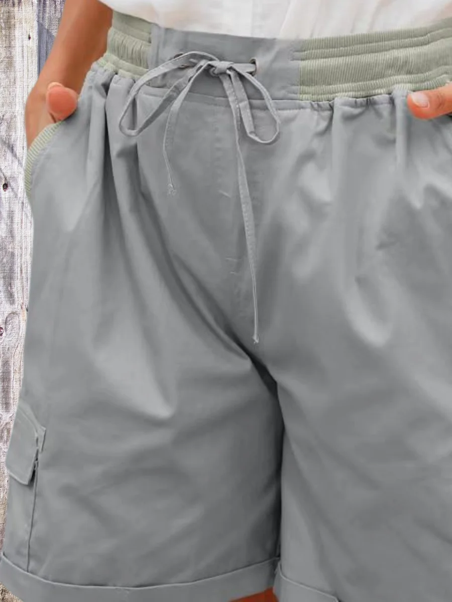 High Waist Women's Overalls Casual Pants Cotton And Linen Shorts Thin A-line Loose Wide-leg Shorts