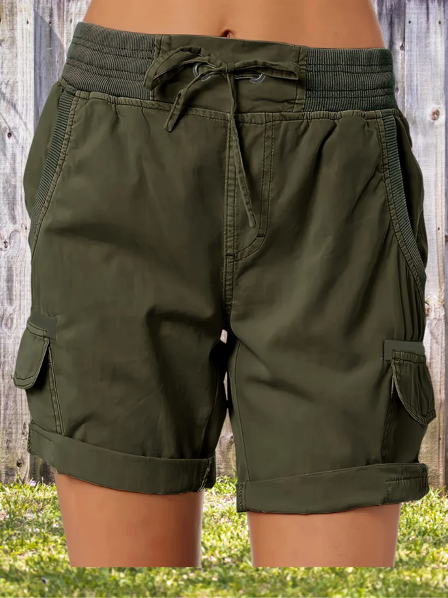 High Waist Women's Overalls Casual Pants Cotton And Linen Shorts Thin A-line Loose Wide-leg Shorts