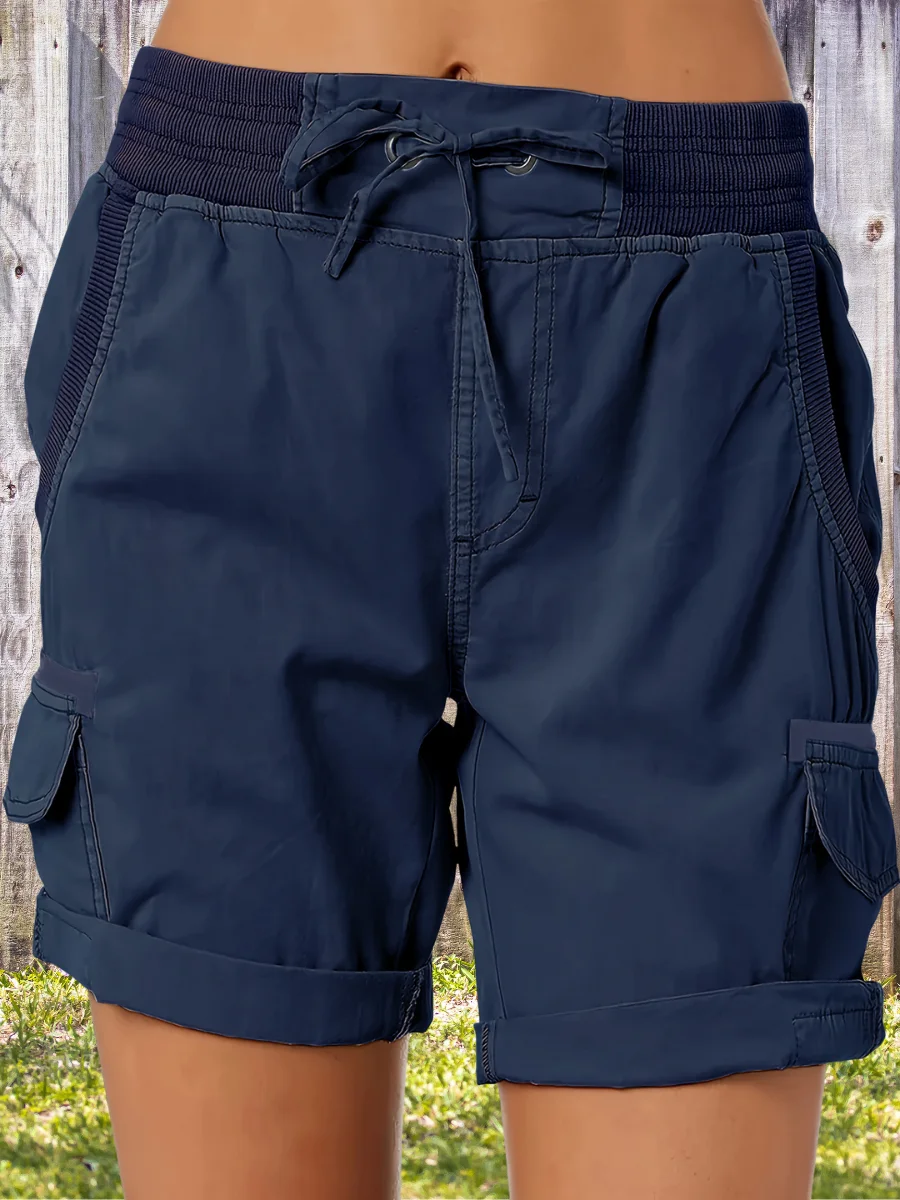 High Waist Women's Overalls Casual Pants Cotton And Linen Shorts Thin A-line Loose Wide-leg Shorts