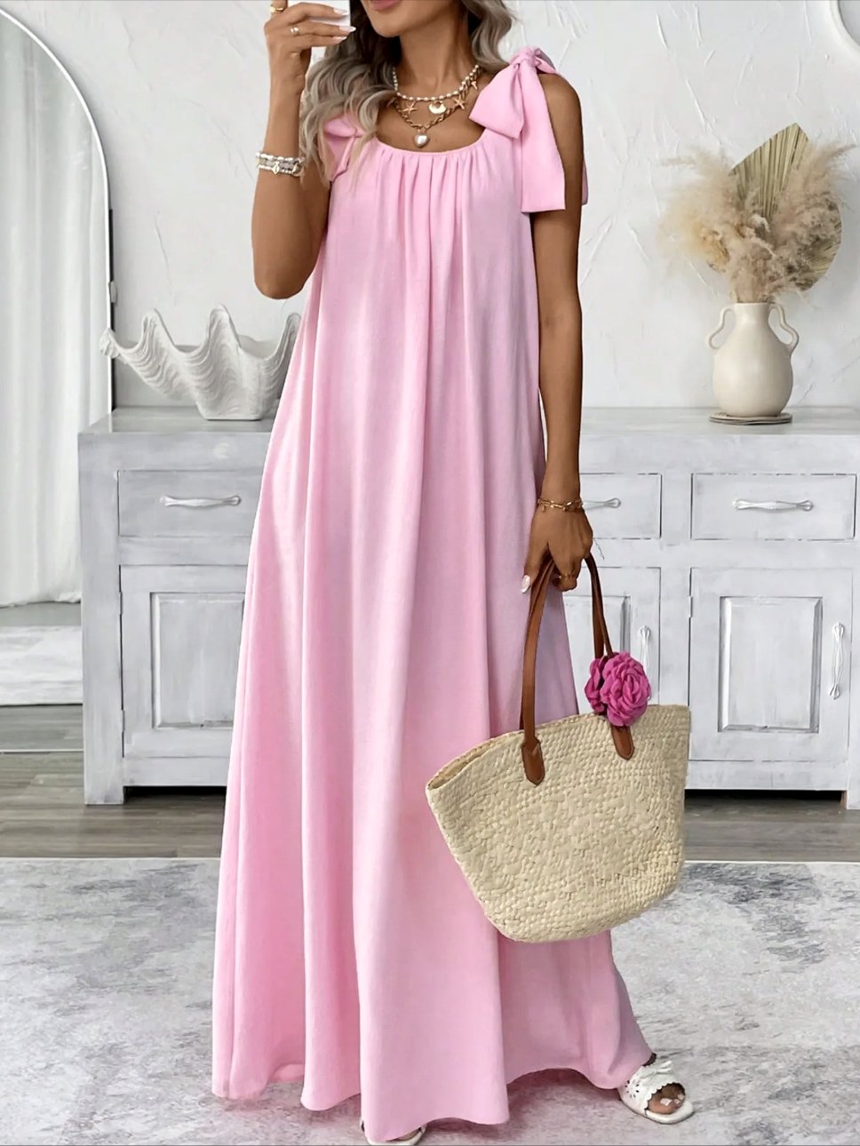 Casual Plain Cotton Regular Fit Dress With No