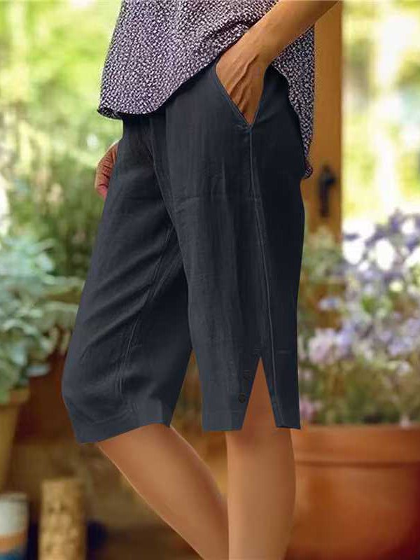 Casual Plain Linen Pants