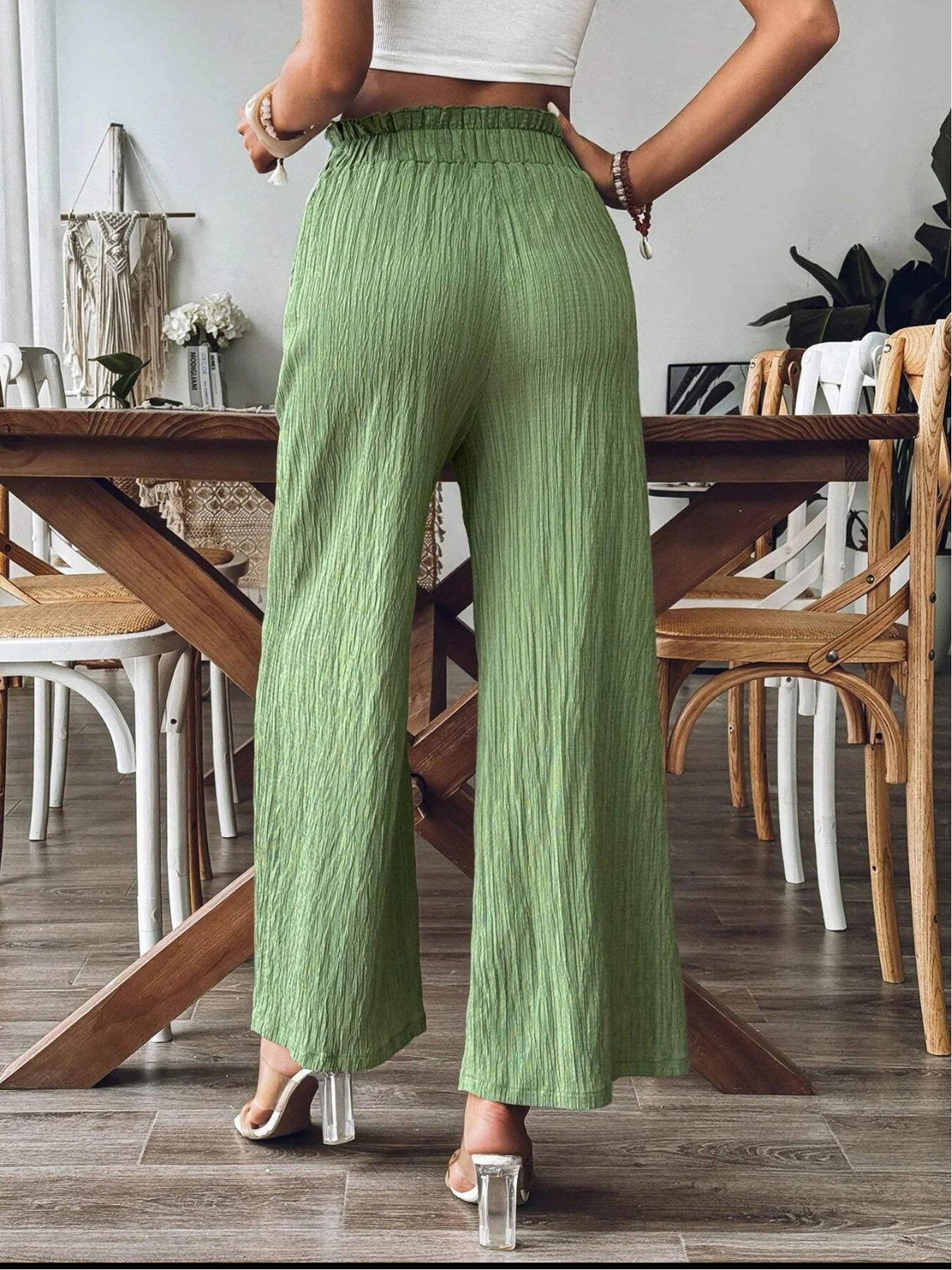 Plain Regular Fit Linen Casual Pants