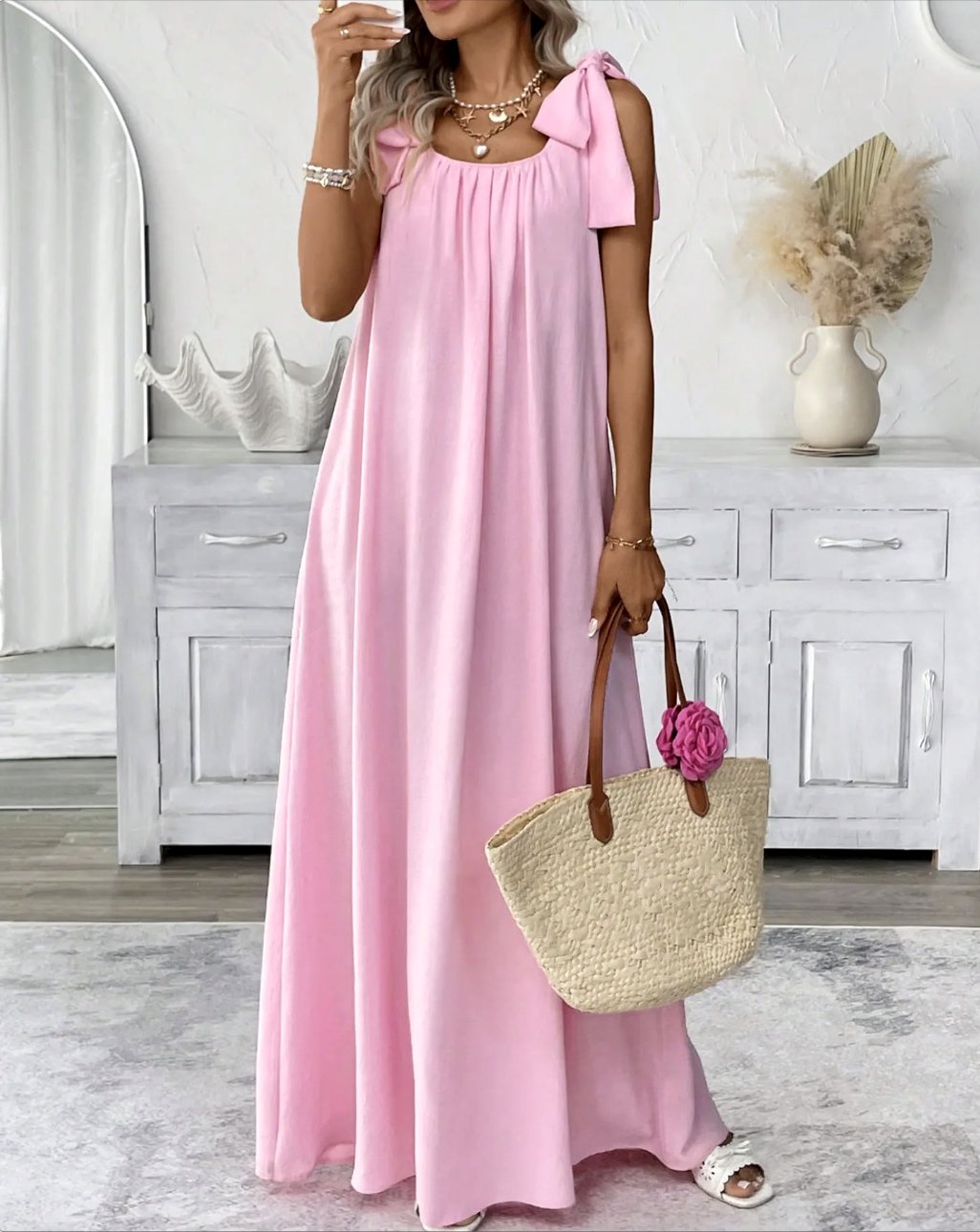Casual Plain Cotton Regular Fit Dress With No