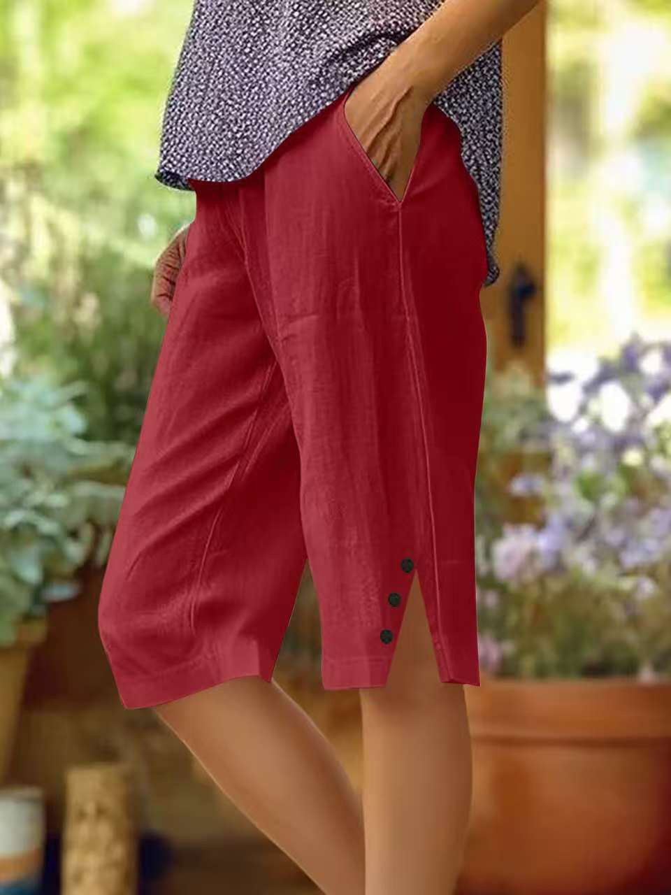 Casual Plain Linen Pants