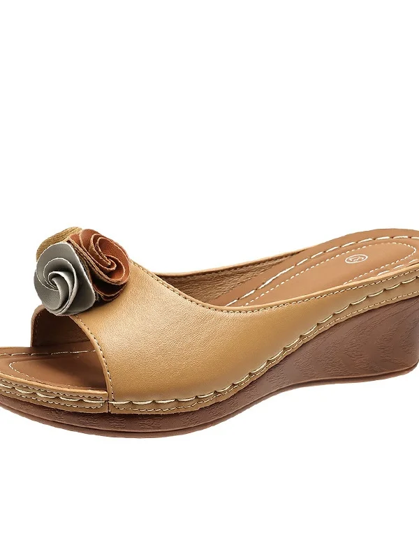 Pu Summer Simple Plain Slide Sandals