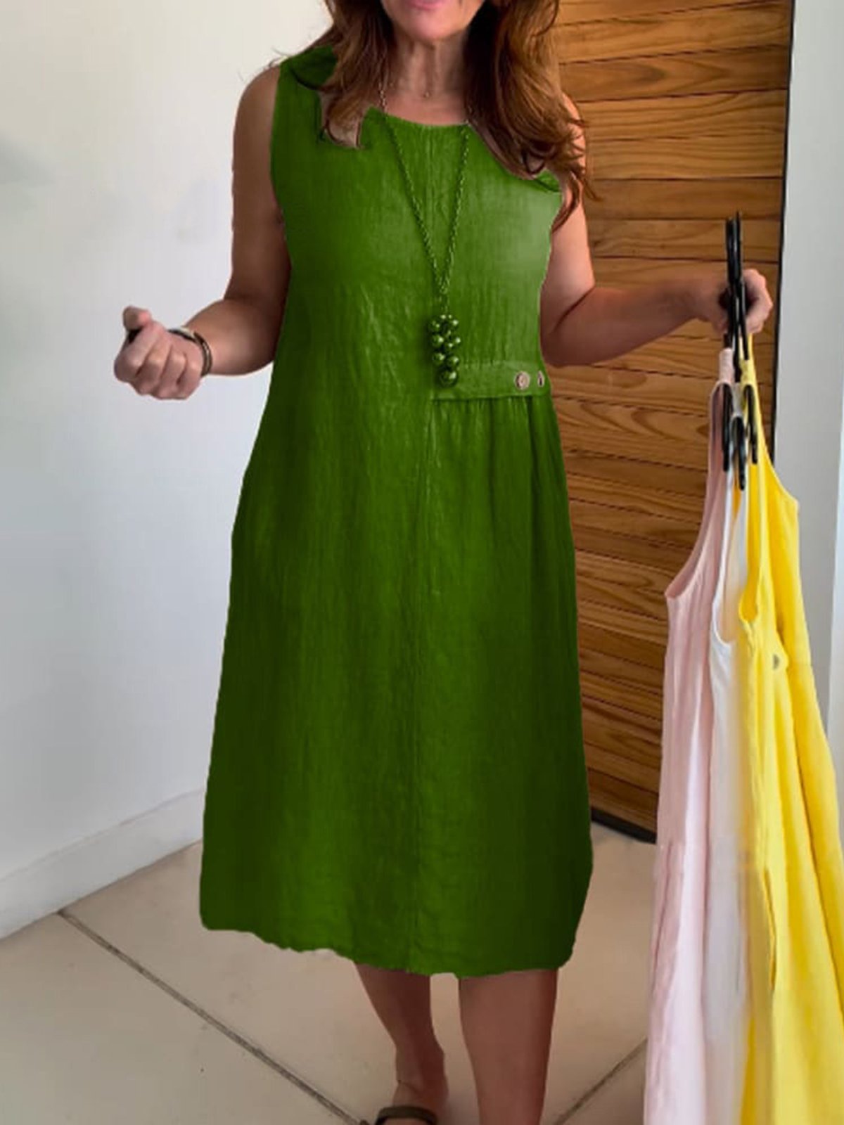 Casual Plain Crew Neck Maxi Dress
