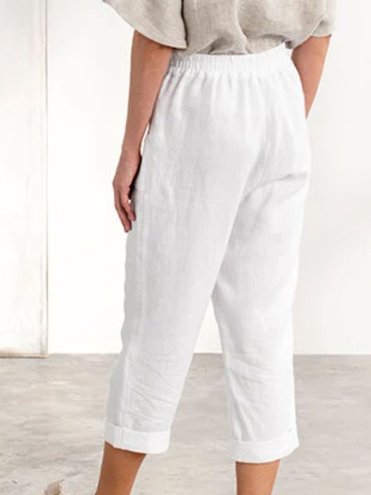 Regular Fit Cotton Plain Casual Pants