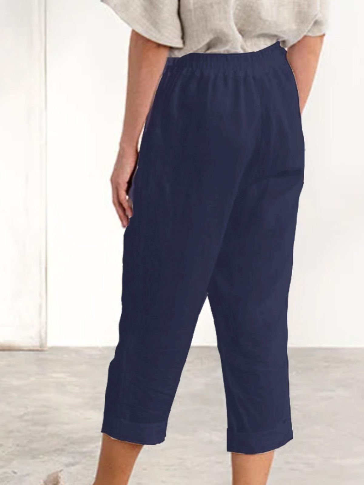 Regular Fit Cotton Plain Casual Pants