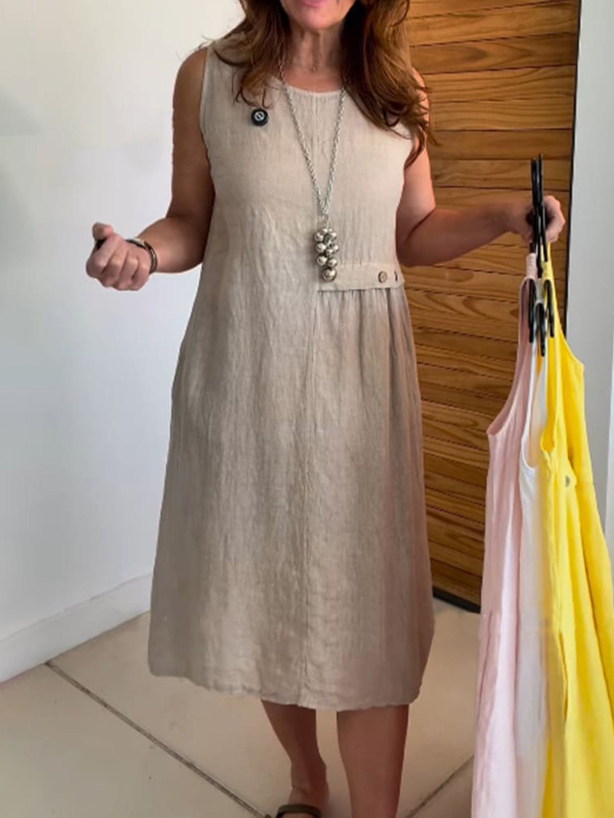 Casual Plain Crew Neck Maxi Dress