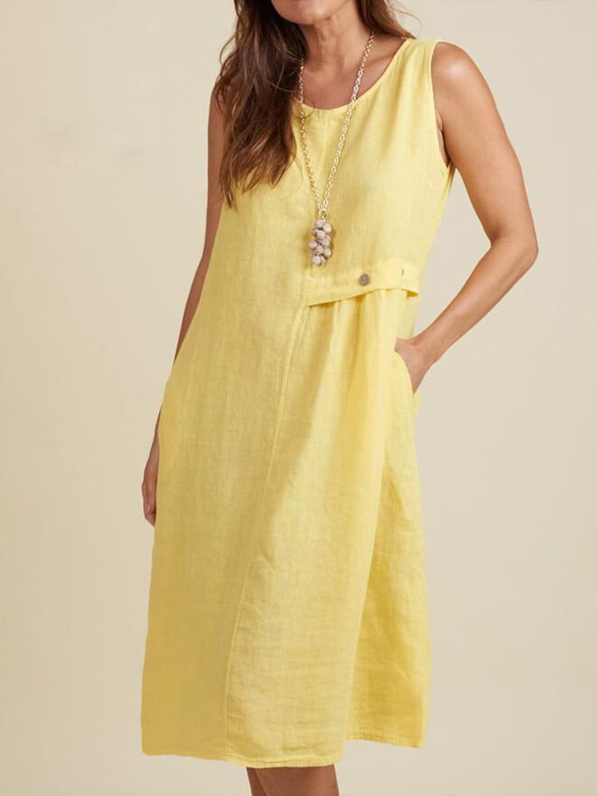 Casual Plain Crew Neck Maxi Dress
