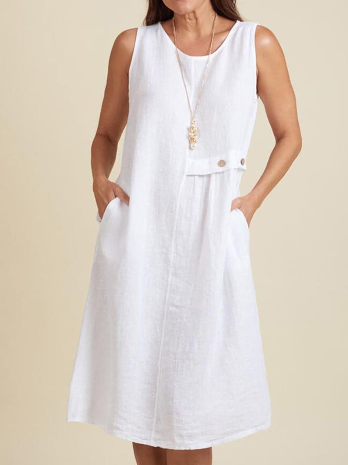 Casual Plain Crew Neck Maxi Dress
