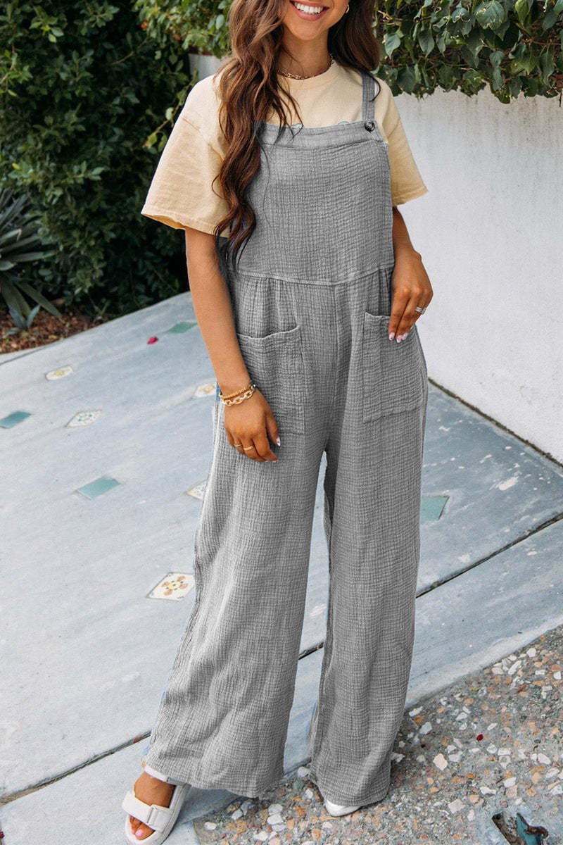 Women's H-Line Overall Spaghetti Daily Going Out Casual Buckle Plain Summer Long Jumpsuit Romper