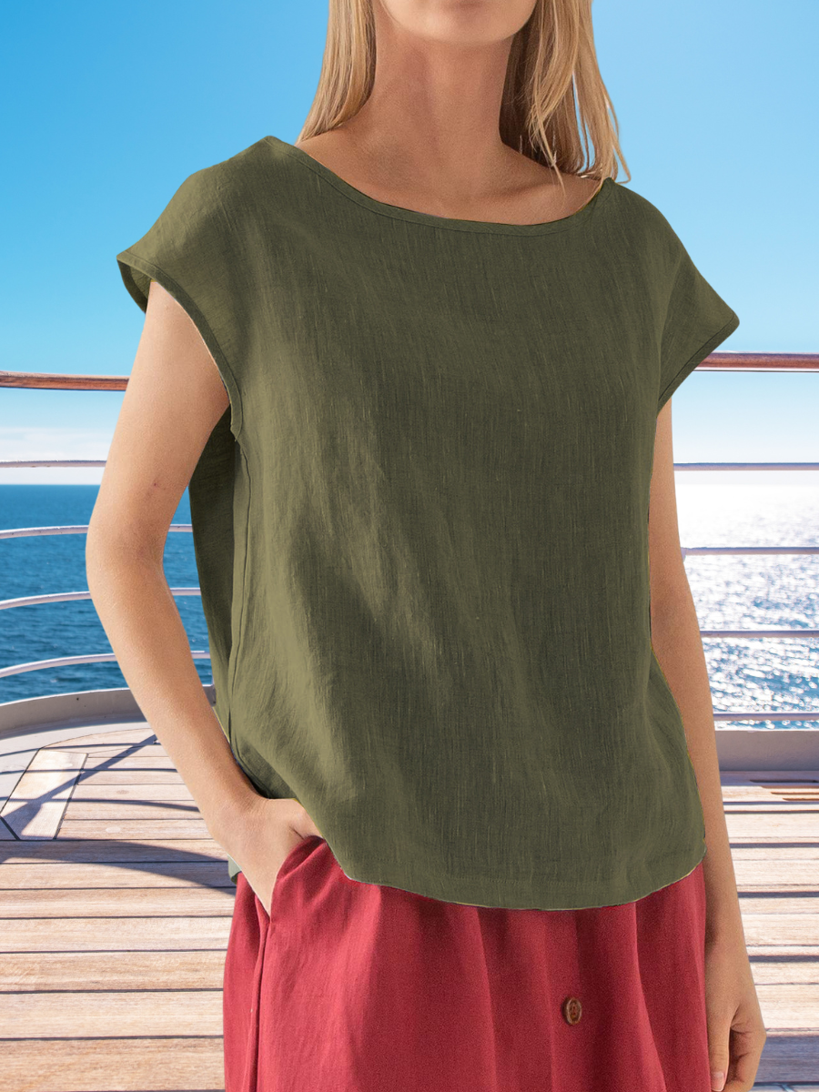 Women Plain Crew Neck Casual Short Sleeve T-shirt