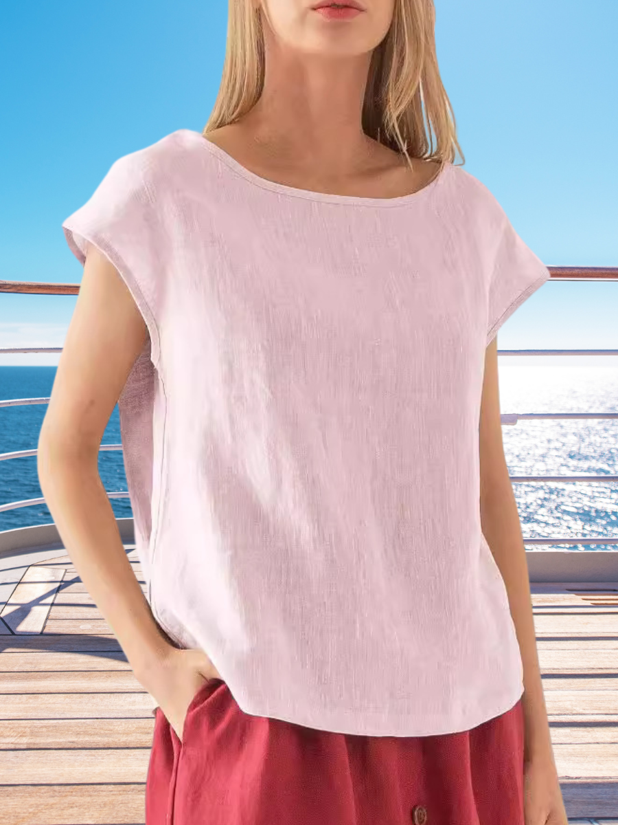Women Plain Crew Neck Casual Short Sleeve T-shirt
