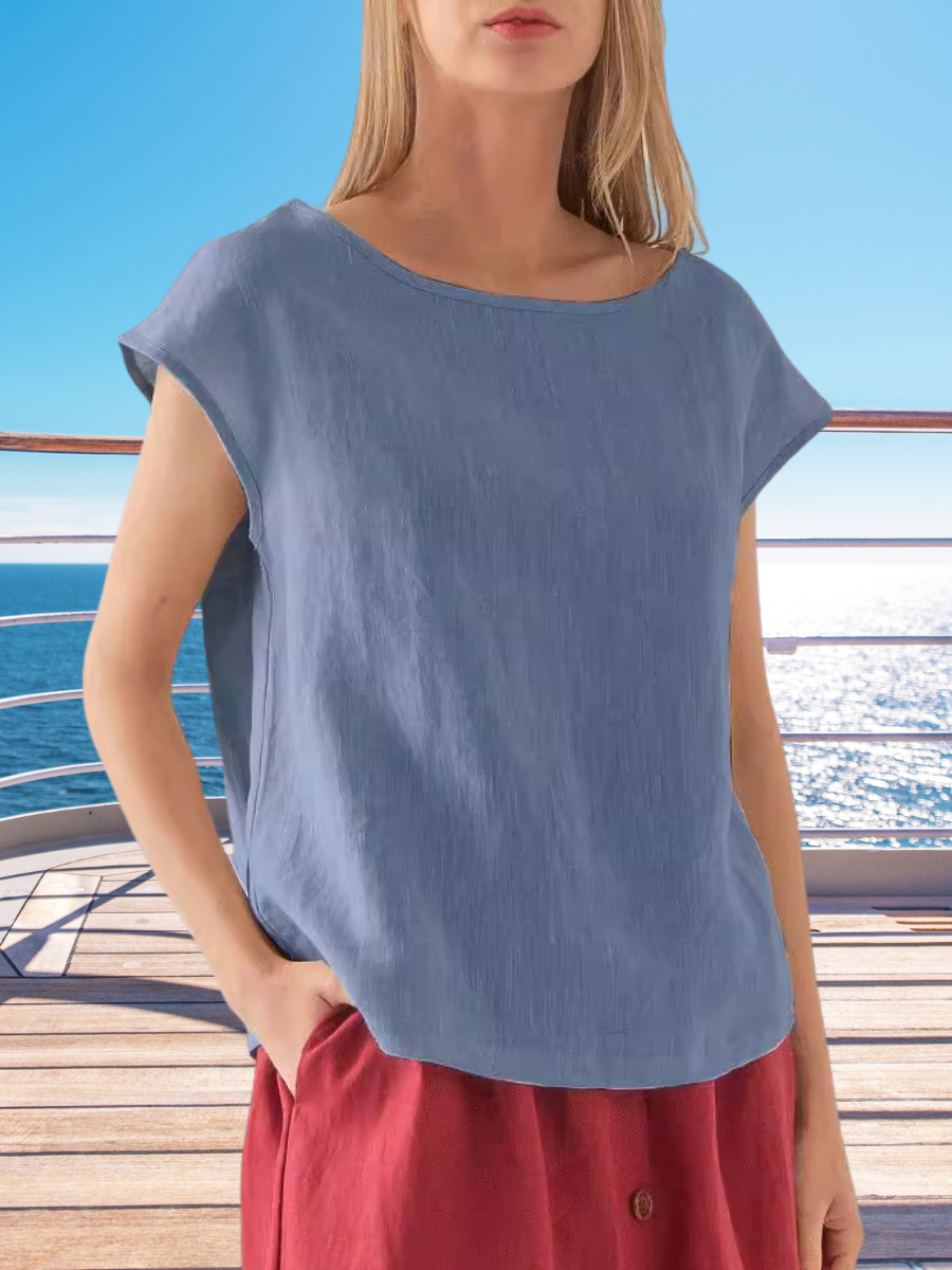 Women Plain Crew Neck Casual Short Sleeve T-shirt