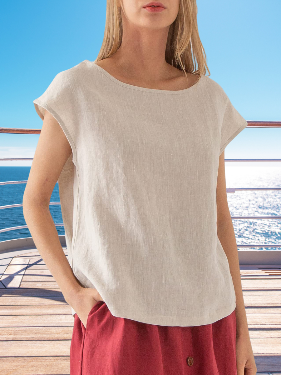 Women Plain Crew Neck Casual Short Sleeve T-shirt
