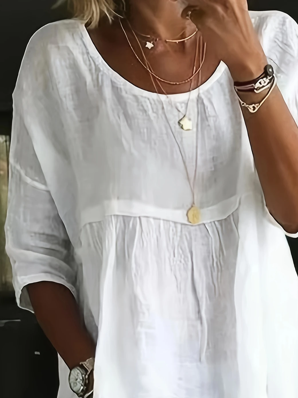 Women's Half Sleeve Shirt Summer White Plain Printing Crew Neck Daily Going Out Casual Top