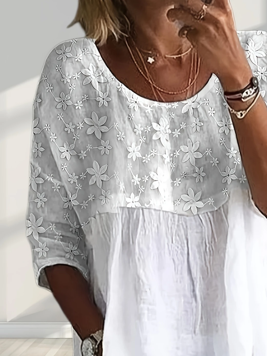 Women's Half Sleeve Shirt Summer White Floral Printing Crew Neck Daily Going Out Casual Top