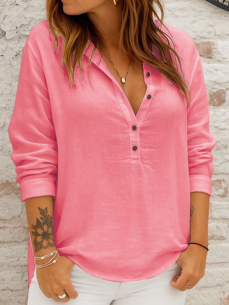 Linen Casual V Neck Shirt