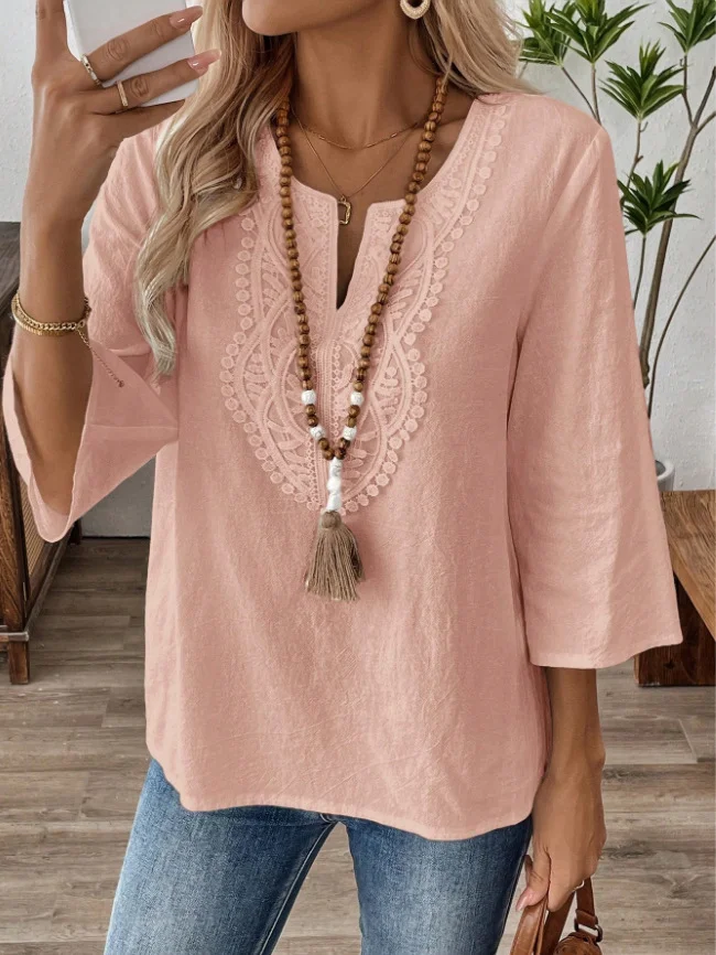 Casual Plain Crew Neck Shirt