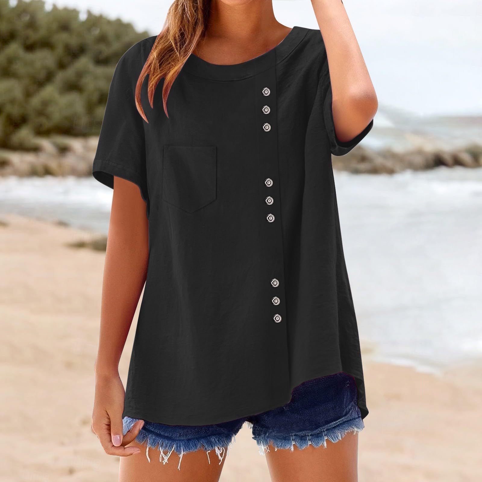 V Neck Casual Plain Shirt