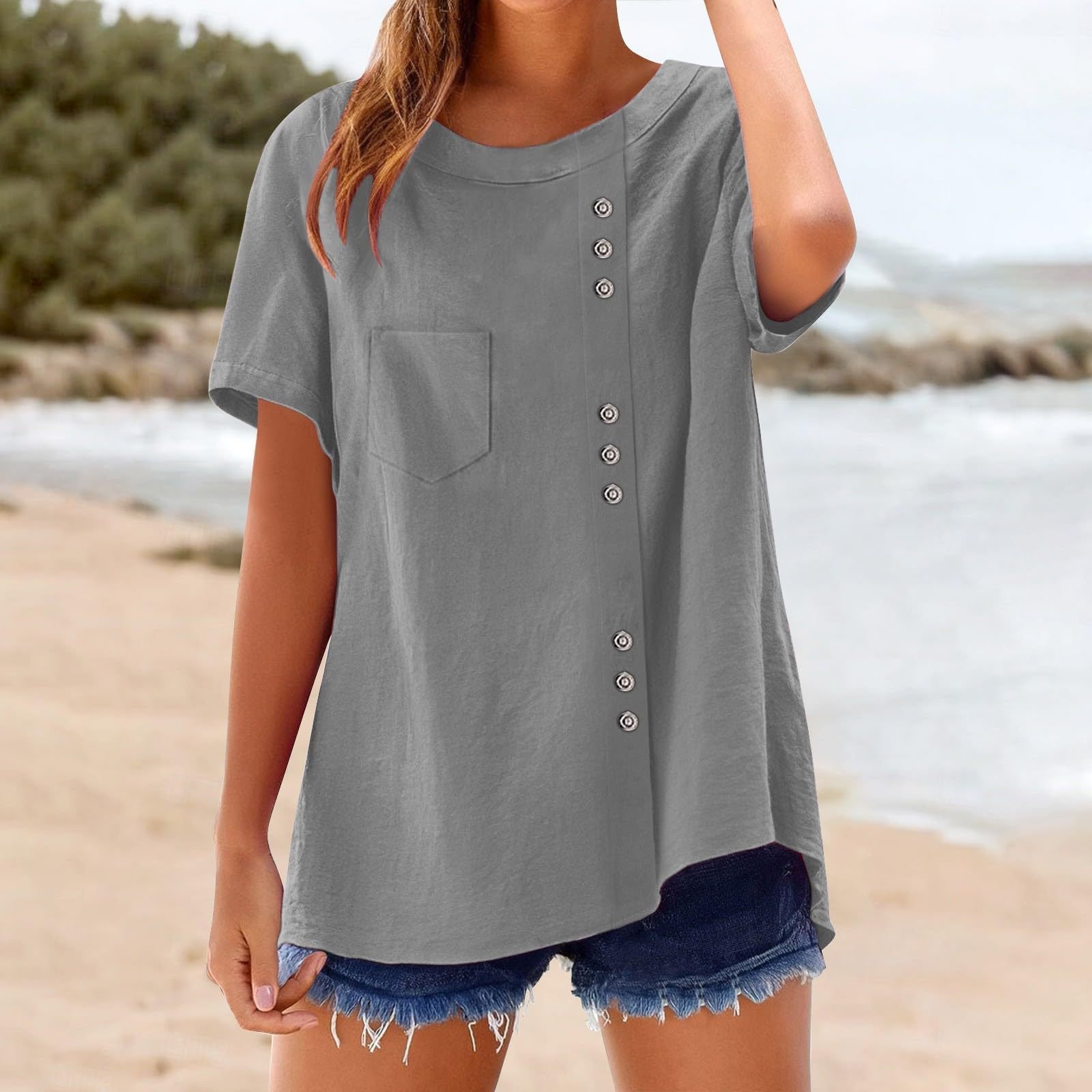 V Neck Casual Plain Shirt