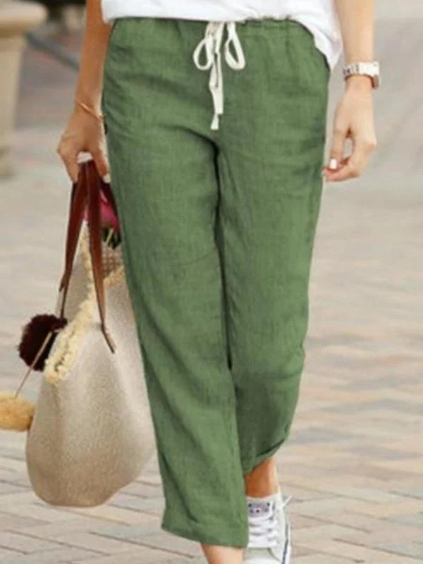 Women's Casual Loose Pocket Solid Color Trousers