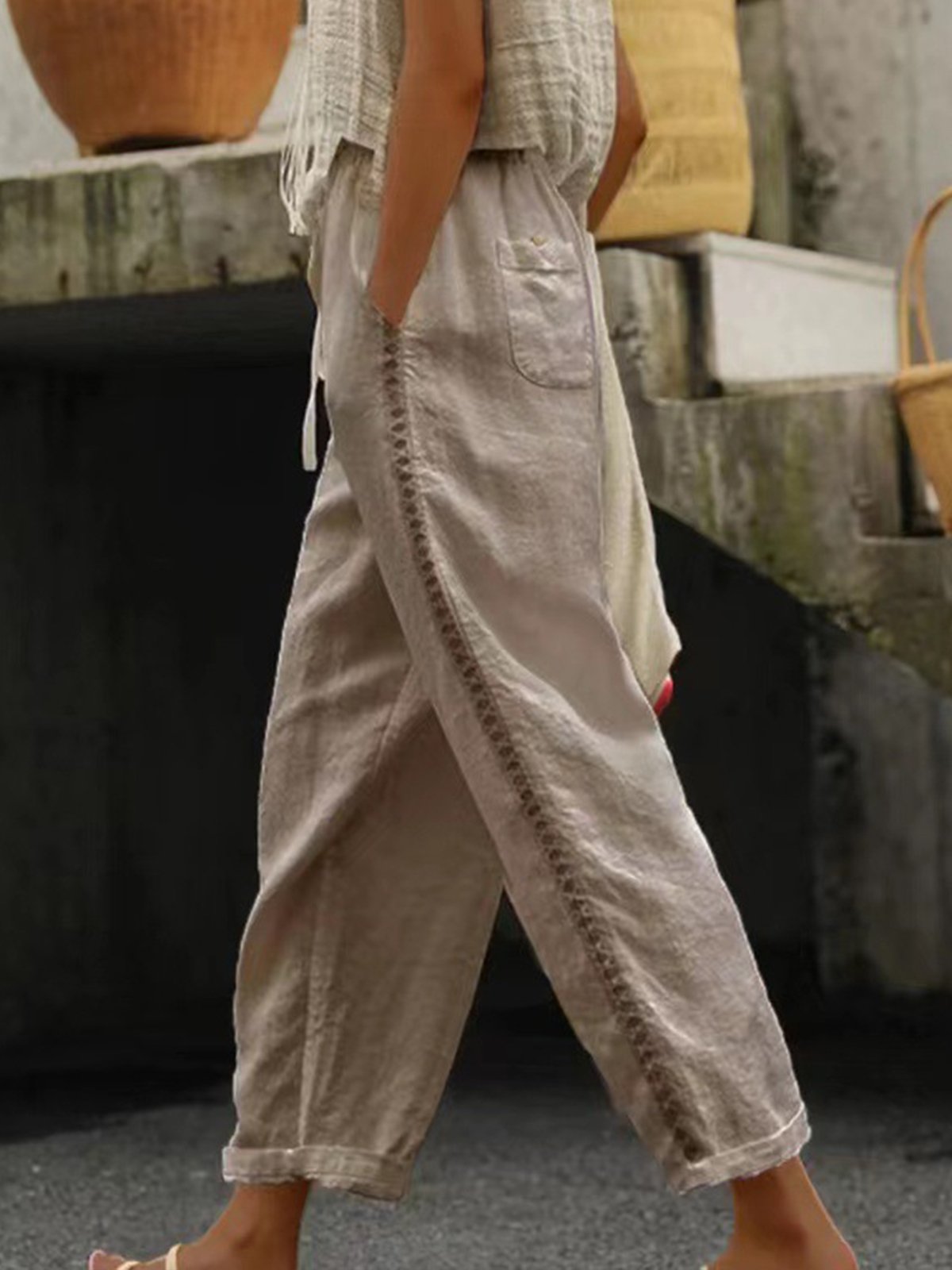 Casual Plain Straight Pants