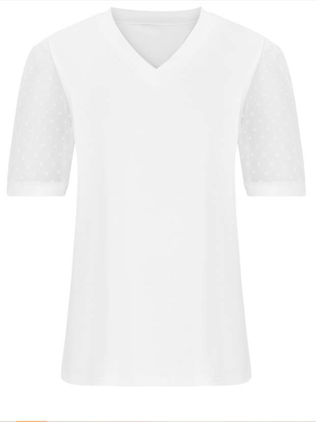Women Polka Dots V Neck Casual Short Sleeve T-shirt