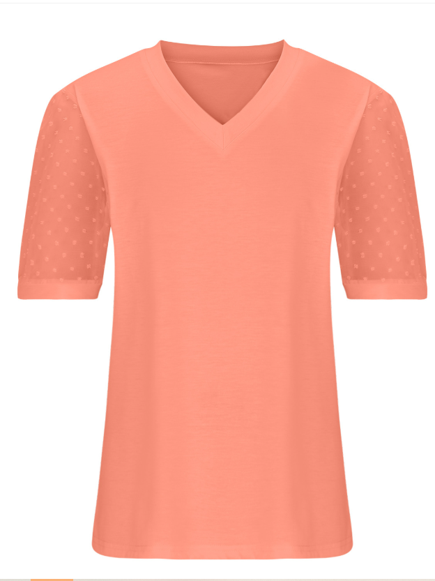 Women Polka Dots V Neck Casual Short Sleeve T-shirt