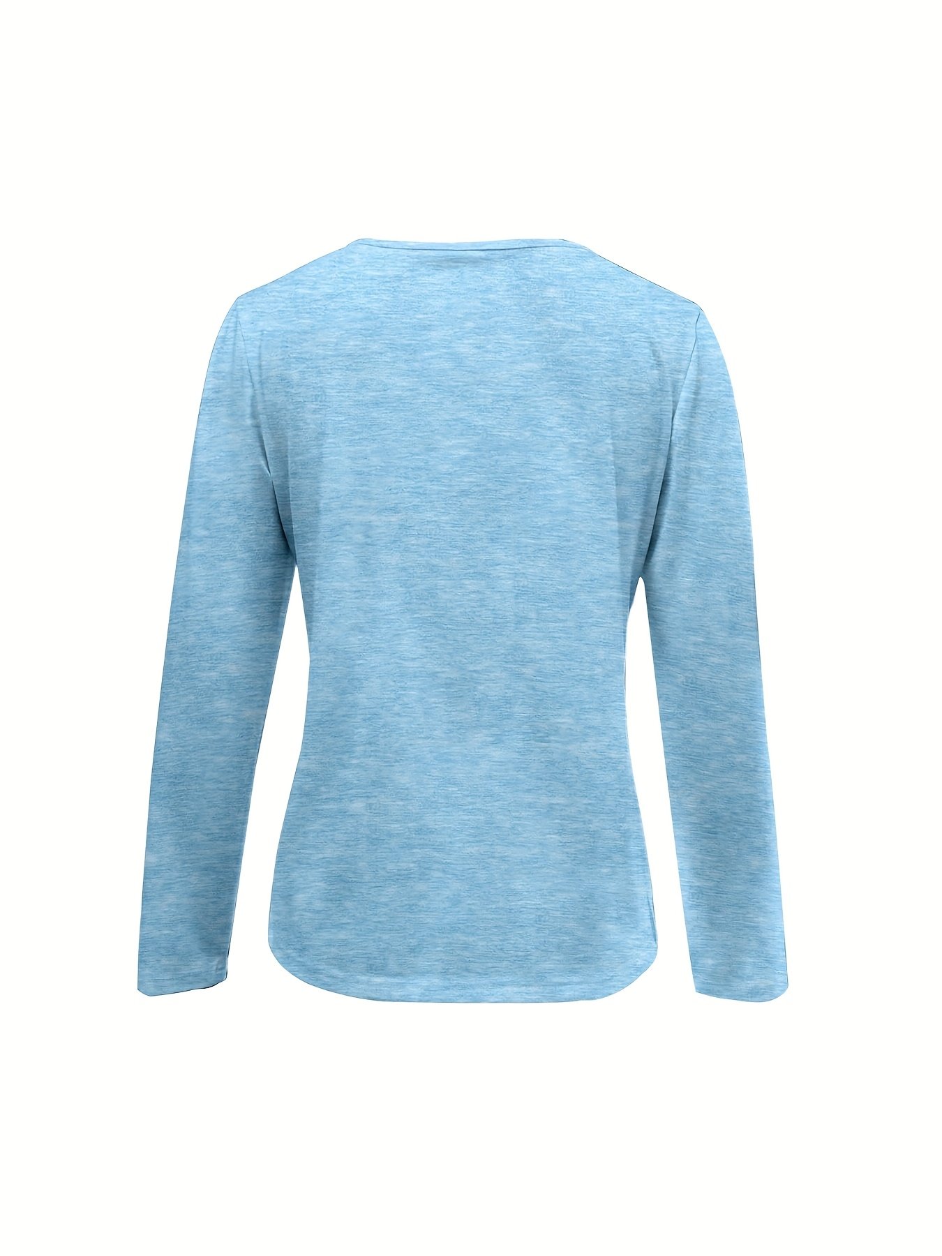 Women Plain V Neck Vintage Long Sleeve T-shirt