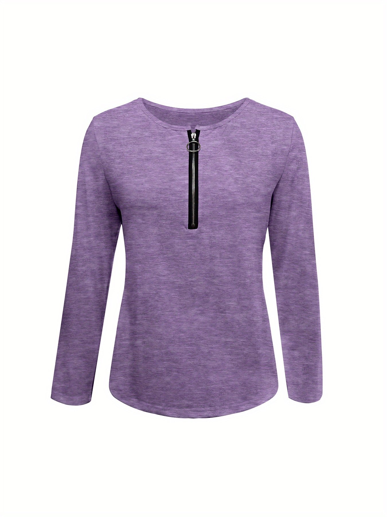 Women Plain V Neck Vintage Long Sleeve T-shirt
