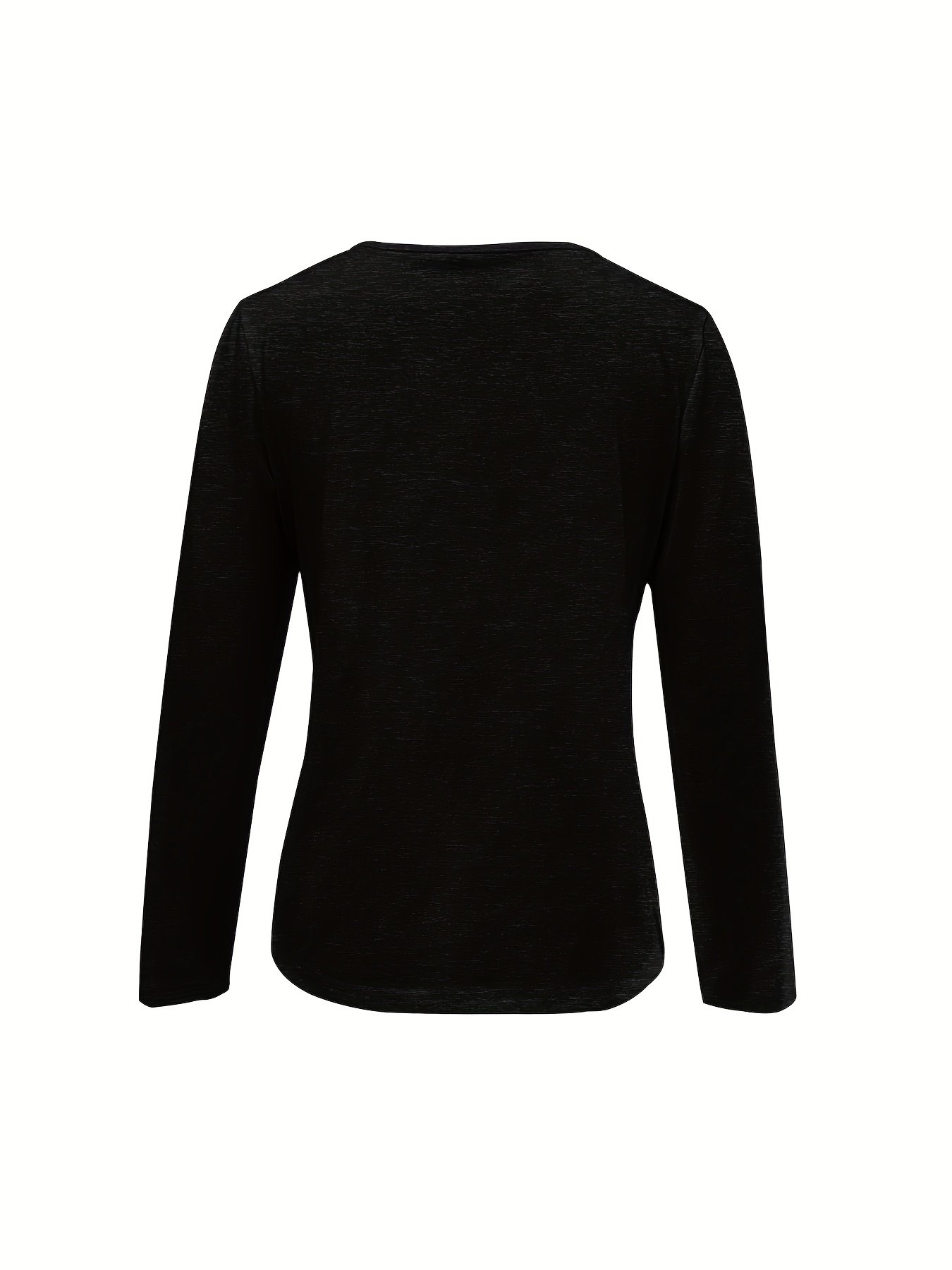 Women Plain V Neck Vintage Long Sleeve T-shirt
