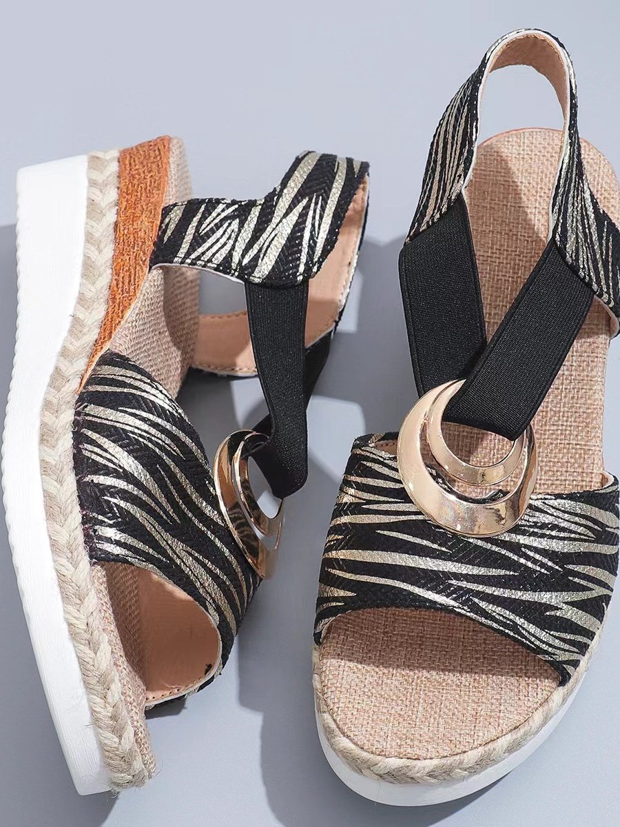 New Wedge Heel Sandals For Women Metal Buckle Hemp Rope Wedge Heel Light Bottom Thick Bottom Fish Mouth Pine Root Sandals
