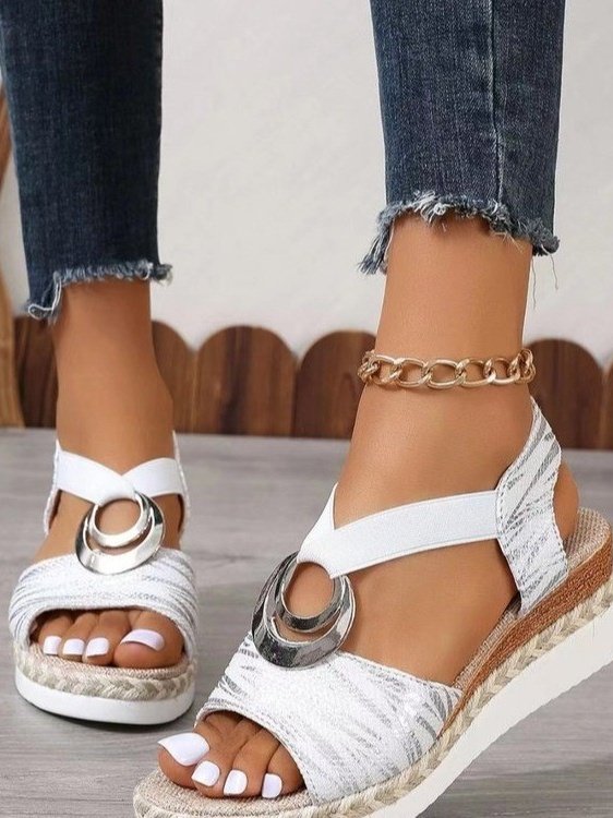 New Wedge Heel Sandals For Women Metal Buckle Hemp Rope Wedge Heel Light Bottom Thick Bottom Fish Mouth Pine Root Sandals
