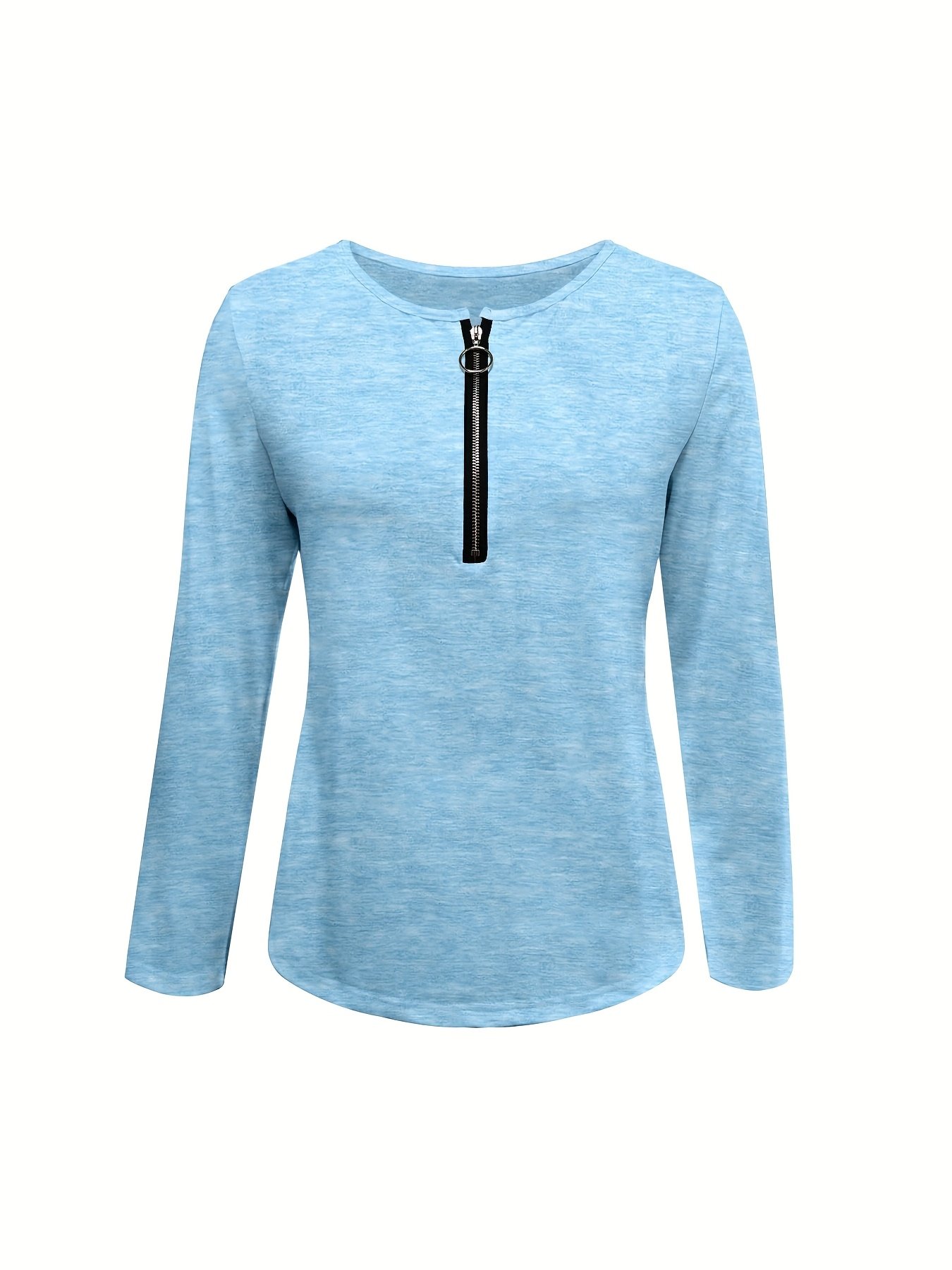 Women Plain V Neck Vintage Long Sleeve T-shirt