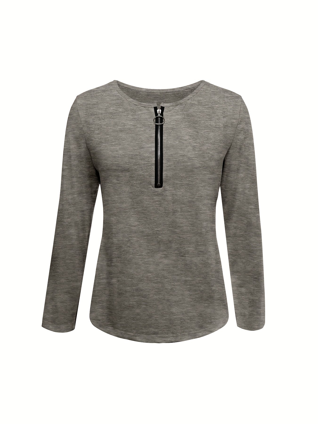 Women Plain V Neck Vintage Long Sleeve T-shirt