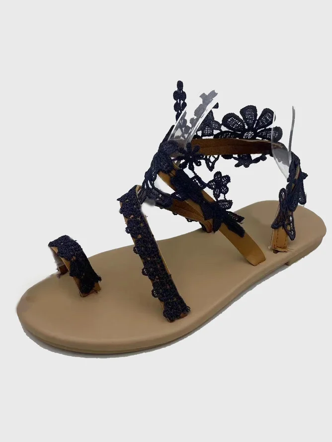 Weaving Material Simple Floral Summer Strappy Sandals