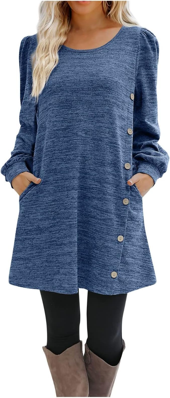 Women Plain Crew Neck Casual Long Sleeve T-shirt