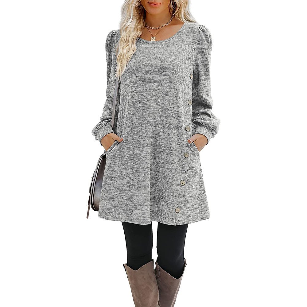 Women Plain Crew Neck Casual Long Sleeve T-shirt