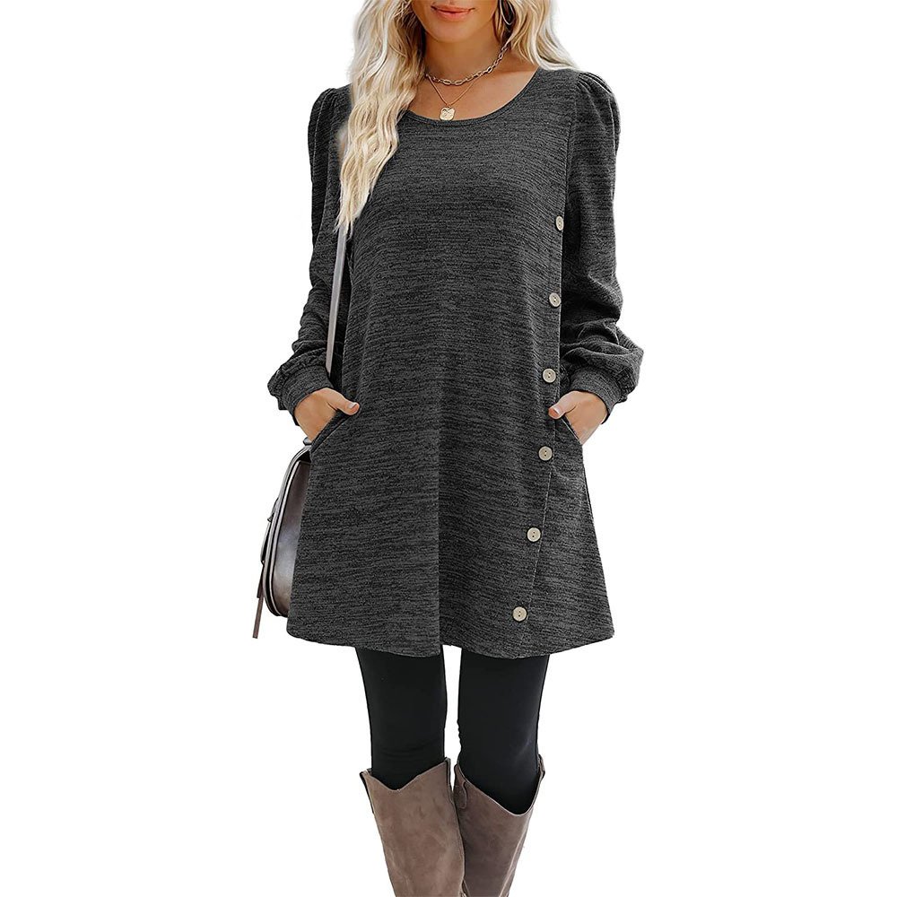 Women Plain Crew Neck Casual Long Sleeve T-shirt