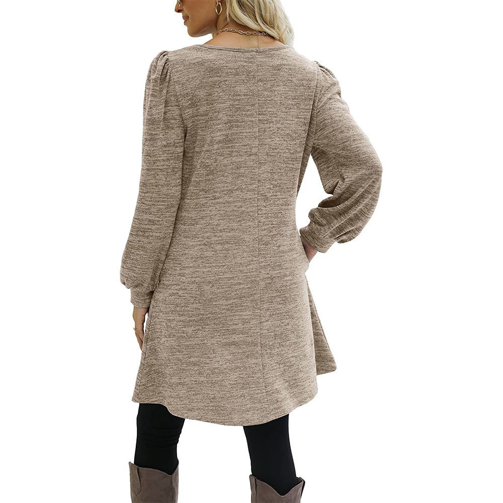 Women Plain Crew Neck Casual Long Sleeve T-shirt